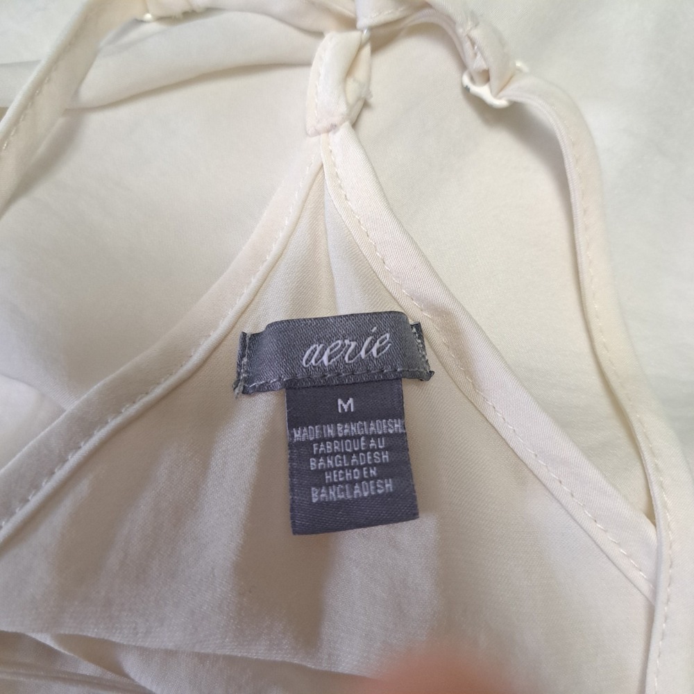 Aerie M Ivory Slip Dress Lace Trim FLAW Coachella Festival Boho Fairy Angelcore - Picture 2 of 8